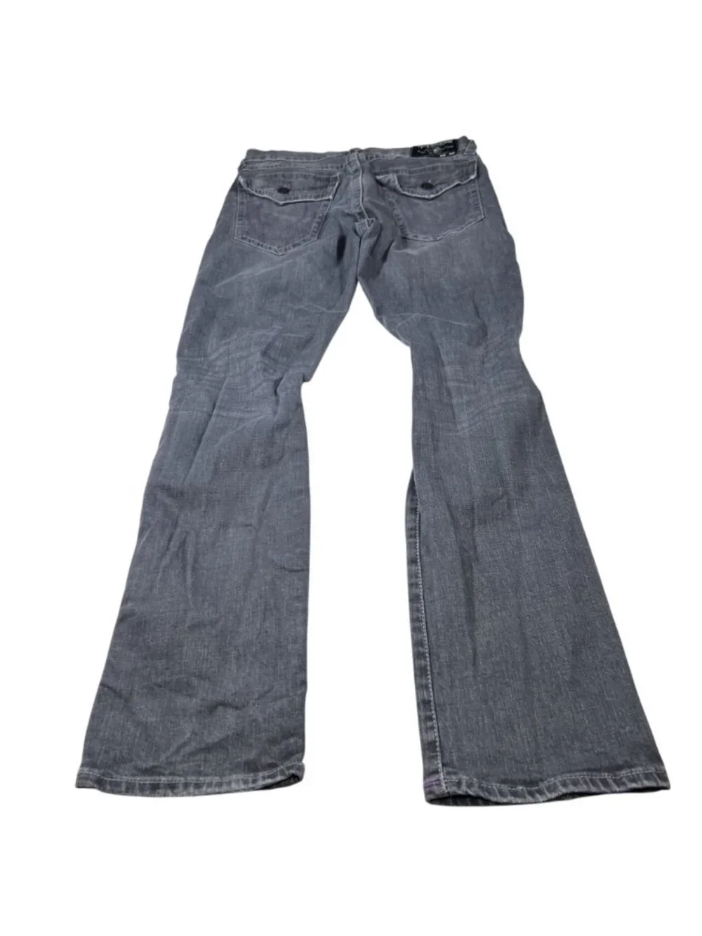 True Religion Mens Gray Ricky Relaxed Straight Distressed Jeans Size 34x33 Y2K